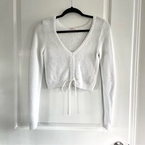 PacSun Cinched White Fuzzy Sweater
